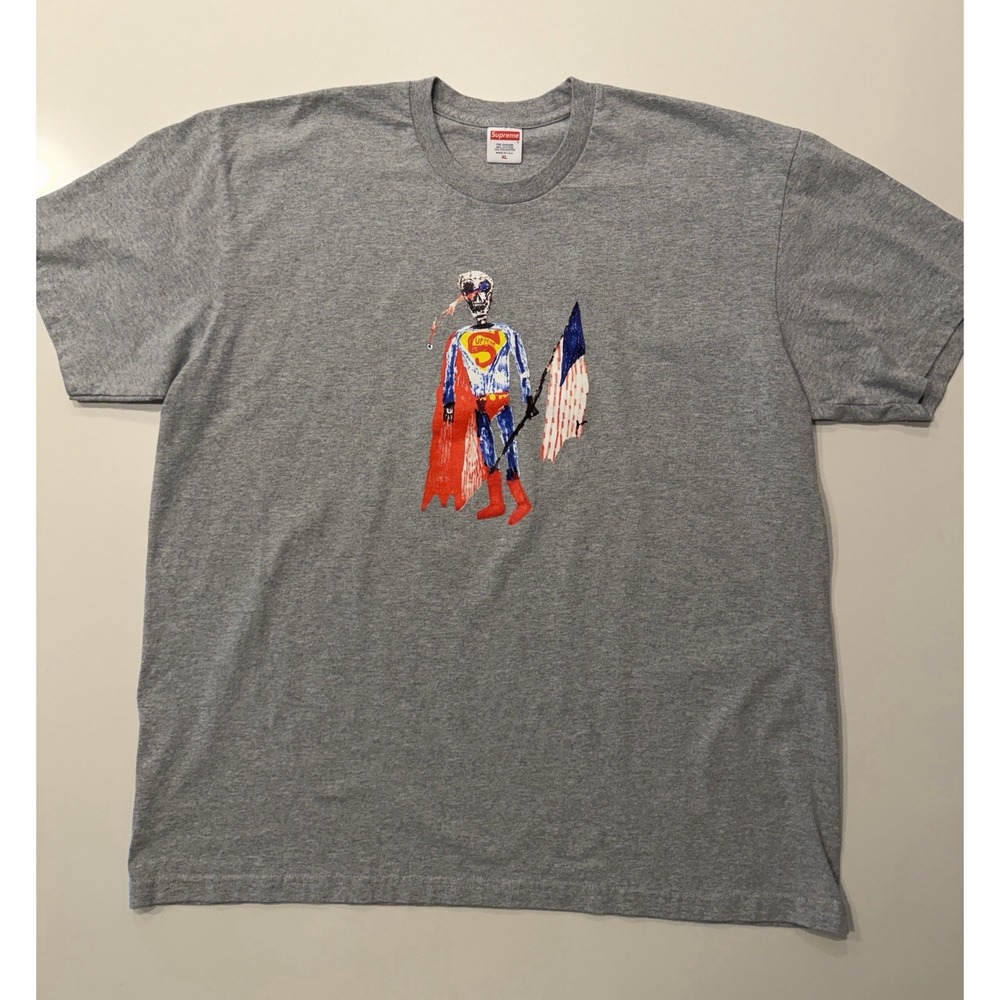Supreme Skeleton Tee Heather Grey SS21T40 Mens XL Gray Short Sleeve T-Shirt